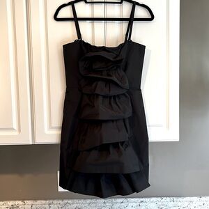 BCBGMaxAzria Black Ruffle Mini Dress, Size 6